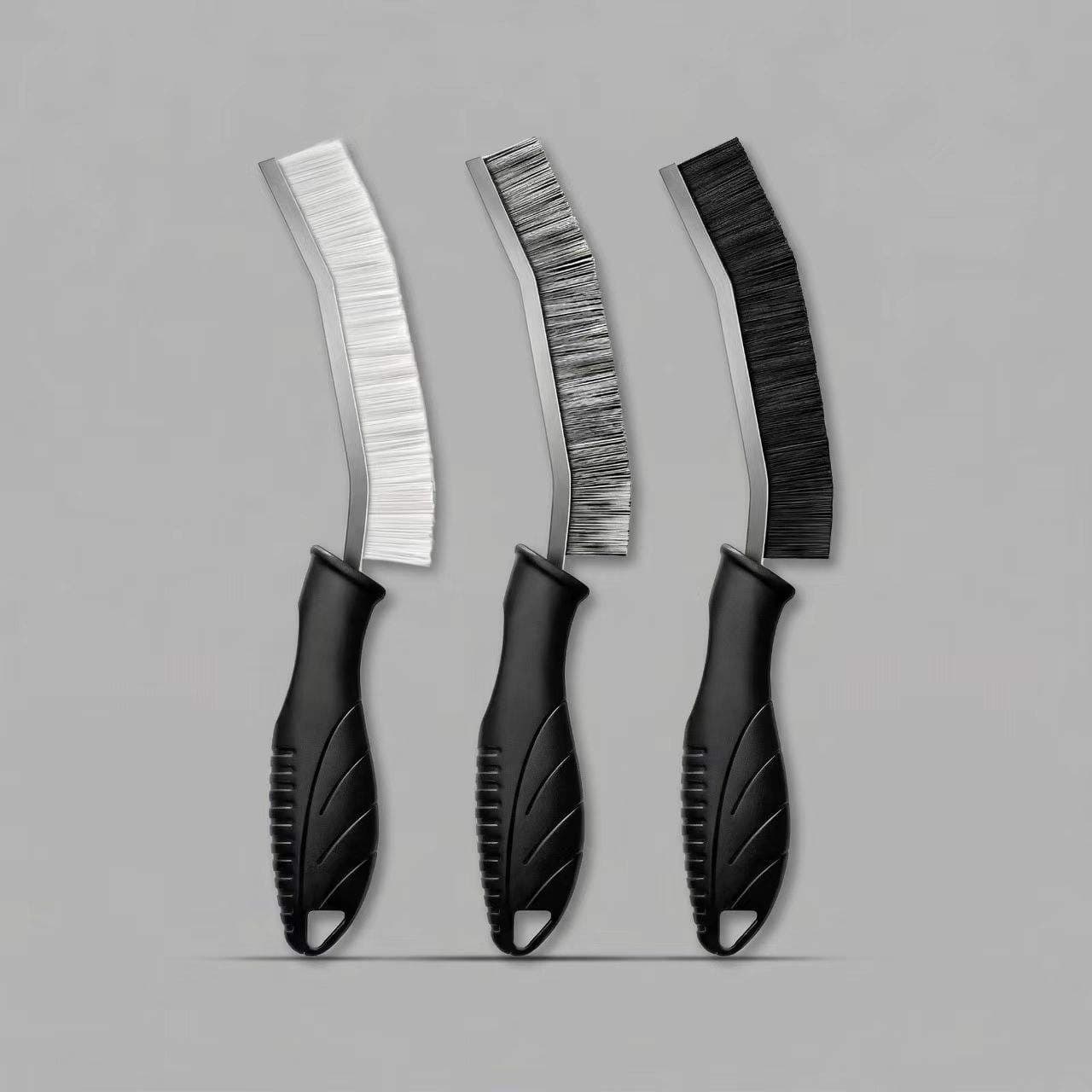 3-Pack Ergonomic Crevice Cleaning Brush Set High Quality Nylon Bristles Durable Plastic