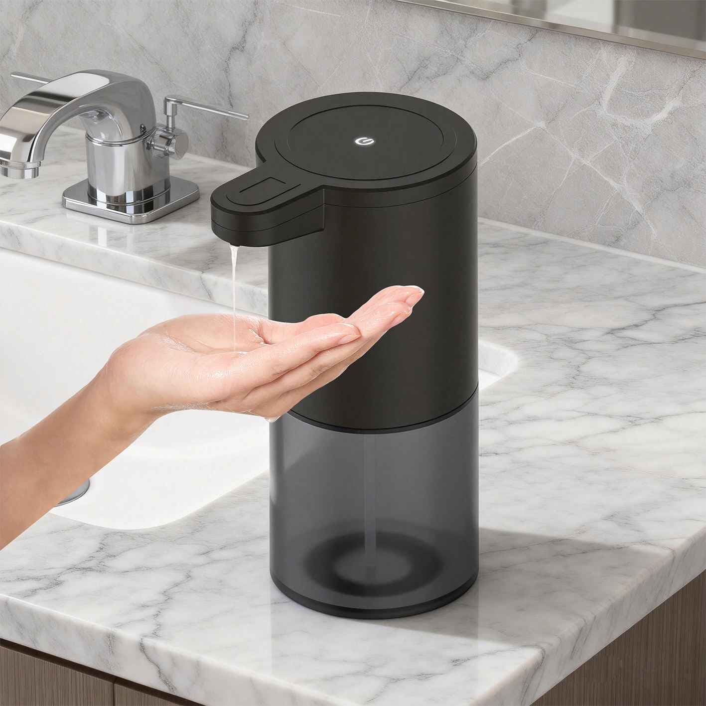 Automatic ABS Kitchen & Bathroom Liquid Soap Dispenser with Refillable Bottle