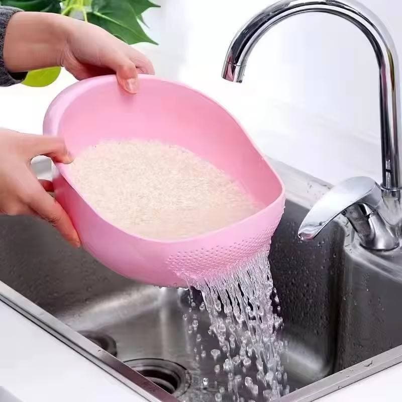 Rice Washing Strainer Filter Basket Colander Sieve Fruit Vegetable Bowl Drainer