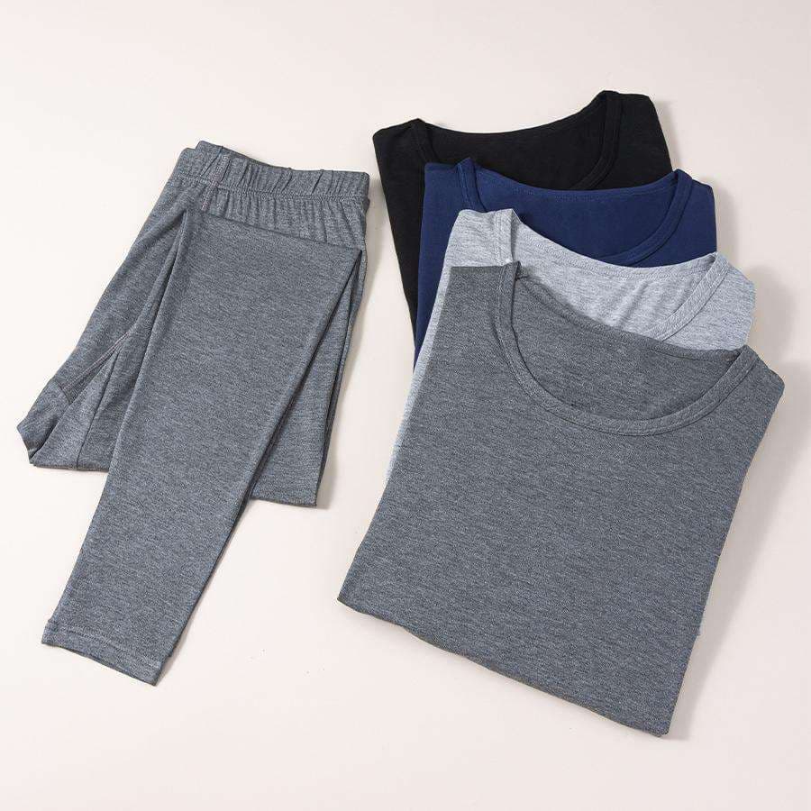 Neck Cotton Heated Thermal Underwear for Men Winter