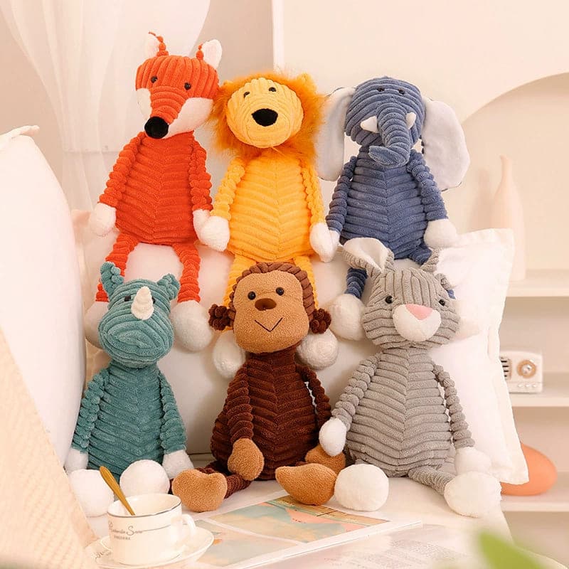 Creative Soft Stuffed Animal Dolls Bunny Lion Fox Elephant Dog PP Cotton Plush Toy Gifts for Children