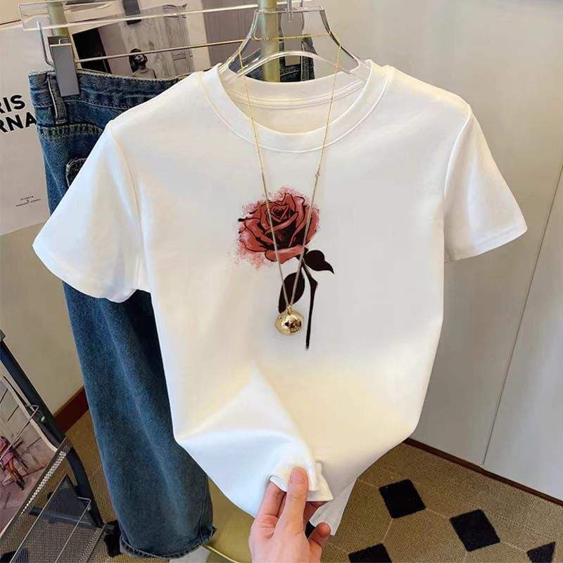 New Short-Sleeved Womens 100% Cotton T-Shirt Casual Loose